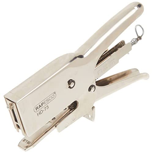 Rapesco Heavy-Duty 73 Packaging Plier Stapler, Uses 73 Type 1/4″-1/2″ Staples, Metal (1169)