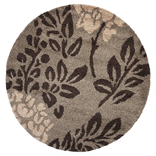 SAFAVIEH Florida Shag Collection 4′ Round Smoke / Dark Brown SG456 Floral Non-Shedding Living Room Bedroom Dining Room Entryway Plush 1.2-inch Thick Area Rug | The Storepaperoomates Retail Market - Fast Affordable Shopping