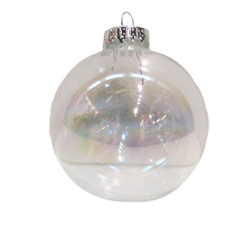 Kurt Adler Clear Iridescent Glass Ball Ornament, 65mm, Set of 6 for Christmas
