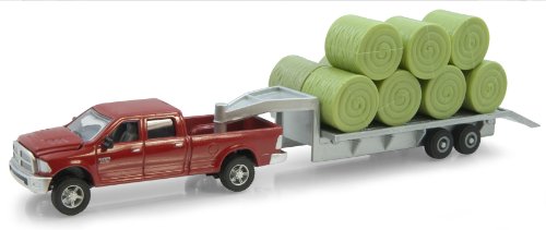 Ertl Dodge Pickup with Diecast Trailer and Bales, 1:64-Scale