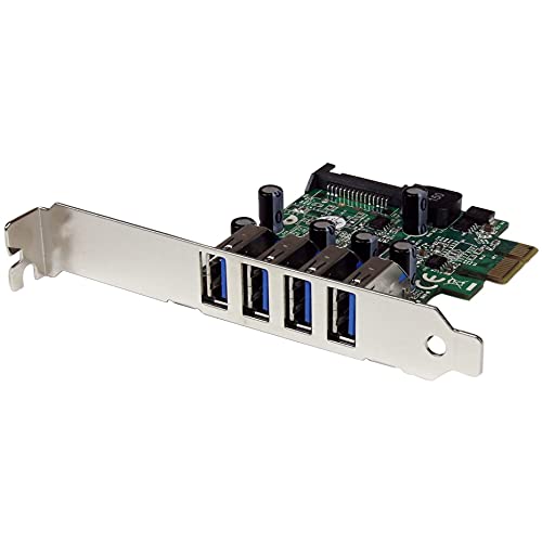 StarTech.com 4-Port PCI Express SuperSpeed USB 3.0 Controller Card with UASP – USB 3.0 Expansion Card with SATA Power (PEXUSB3S4V)