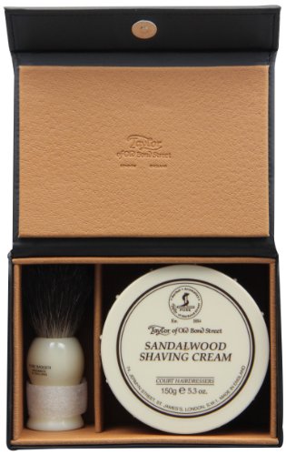 Taylor of Old Bond Street Luxury Shaving Gift Set Box – Sandalwood Shaving Cream & Pure Badger Shaving Brush *NEW*