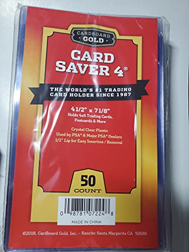 Card Saver 1pkg of 50 4 Semi Rigid 4-1/2″ by 7-1/8″ Card Holders Cardboard Gold Ultra Protection for The Pro Collector!