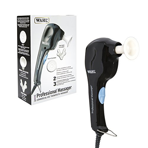 Wahl Professional Massager, 3 Therapy Attachment Heads, Powerful, Lightweight and Quiet for Professional Barbers and Stylists – Model 4120-1701