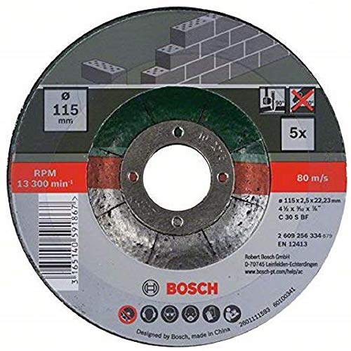 Bosch 2609256334 Cutting Disc Set with Depressed Center for Stone (5-Piece)