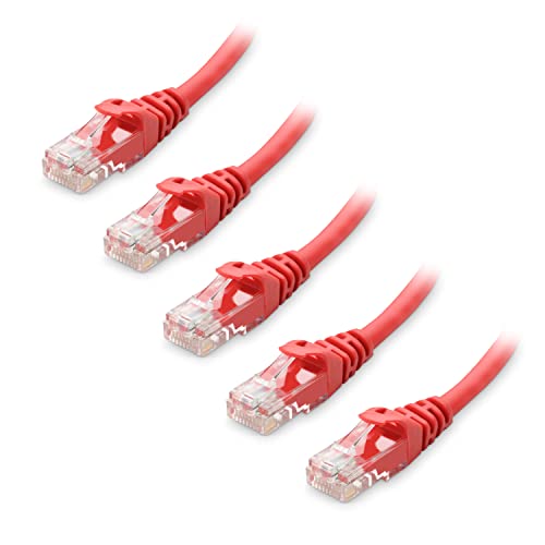 Cable Matters 10Gbps 5-Pack Snagless Cat 6 Ethernet Cable 10 ft (Cat 6 Cable, Cat6 Cable, Internet Cable, Network Cable) in Red