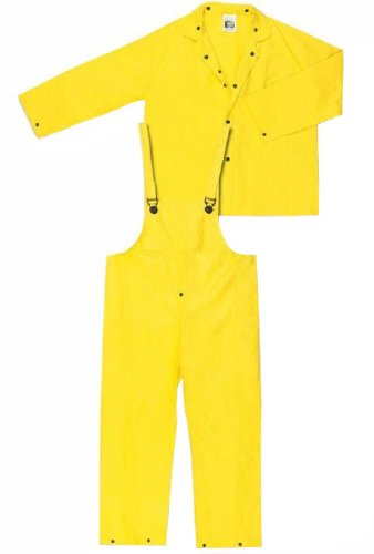 MCR Safety 3003X7 Wizard PVC/Nylon 3-Peice Flame Resistant Suit, Yellow, 7X-Large