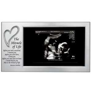 MIRACLE of LIFE – Baby’s First Photo Frame – SONOGRAM/Ultrasound Picture/SATIN Silver STEEL 8″ X 4″ with VERSE/Gift/Treasure KEEPSAKE for NEW MOM/Infant