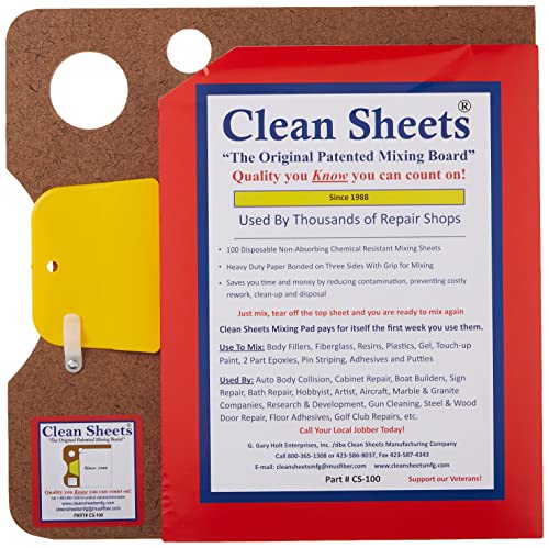 Clean Sheets – CLN-CS100 Superior Mixing Pad (12×12) – 100 Disposable Sheets FOR Toughest Job, Clear