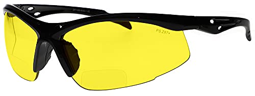 Bifocal Safety Glasses SB-9000 with Yellow Lenses, +1.50