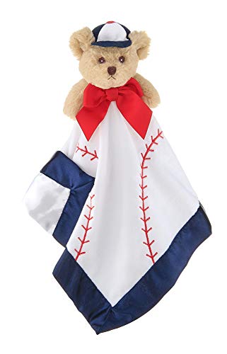 Bearington Baby Lil’ Slugger Snuggler, Baseball Plush Teddy Bear Stuffed Animal Security Blanket, Lovey 15″