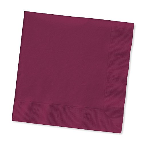 Creative Converting 100 Gorgeous Burgundy Beverage/Cocktail Napkins for Wedding/Party/Event, 2ply, Disposable, 5″x5″