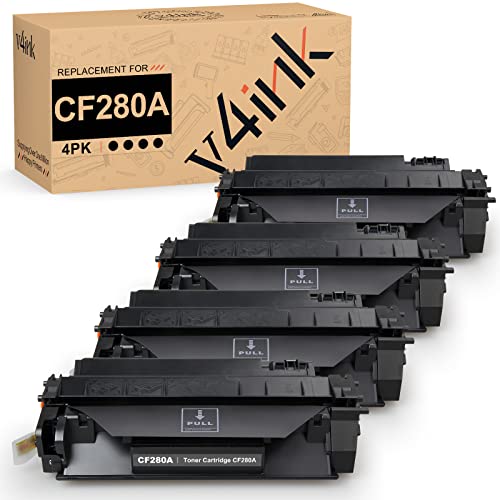 v4ink 4PK Compatible Toner Cartridge Replacement for HP 80A CF280A Toner Cartridge Black for use in HP Pro 400 M401N M401DN M401DNE M401DW Printer, HP LJ Pro 400 MFP M425DN M425DW Printer