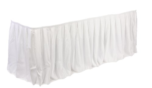 Displays2go 13.5-Feet Long Box Pleated Table Skirt, 162-Inch x 29-1/4-Inch, White (BXSKTWHT13)