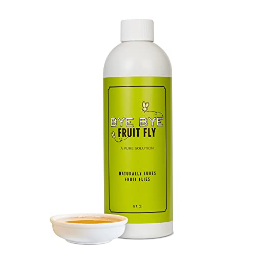 Bye Bye Fruit Fly – Natural Fruit Fly Killer, Liquid Fly Traps for Indoors, Pure Solution Fruit Fly Traps for Indoors Refill Liquid, Safe Near Pets, Food, & Kids, 16 oz