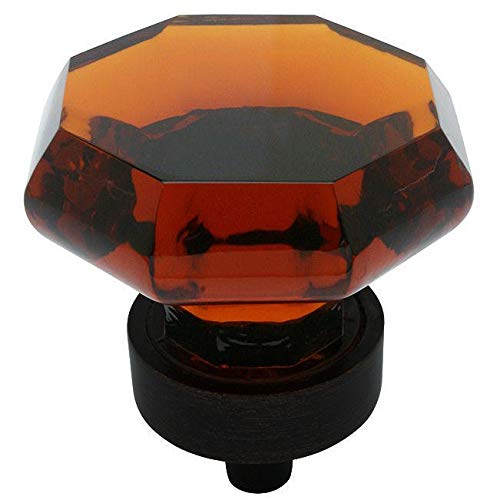 Cosmas 5268ORB-A Oil Rubbed Bronze Cabinet Hardware Knob with Amber Glass – 1-5/16″ Diameter – 20 Pack