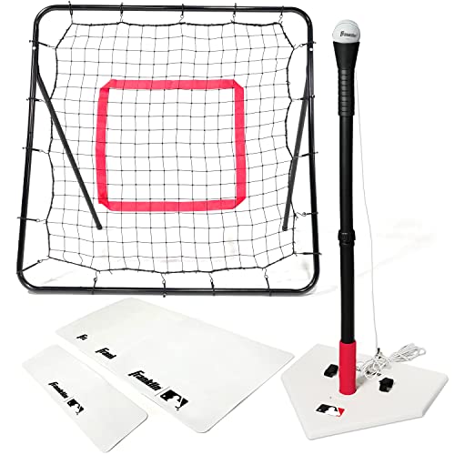 Franklin Sports MLB Teeball Starter Set – Youth Baseball and Tball Tee, Baseball and Bases with Rebounder Net – Full Beginner