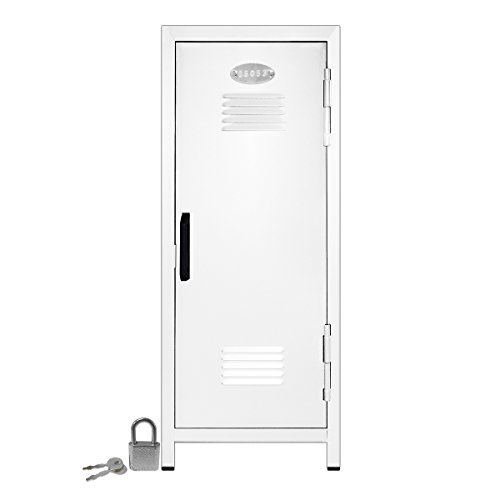 Mini Locker with Lock and Key White -10.75″ Tall x 4.125″ x 4.125″