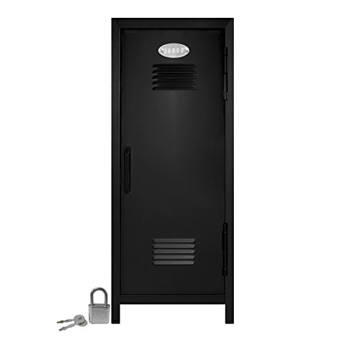 Mini Locker with Lock and Key Black -10.75″ Tall x 4.125″ x 4.125″