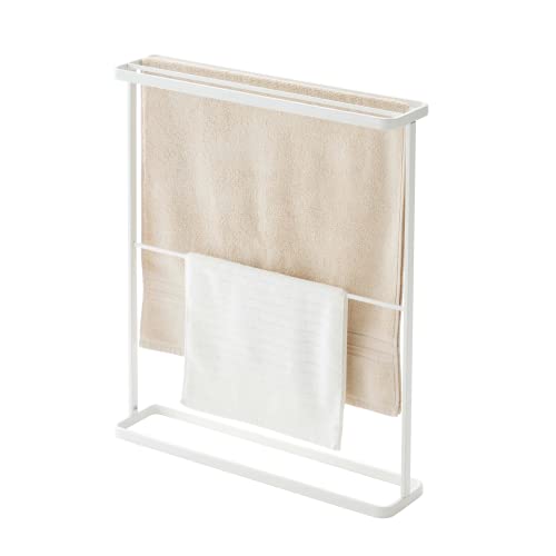 Yamazaki Home Bath Towel Hanger – Bathroom Organizer Storage Holder Dry Rack, Steel, Water Resistant