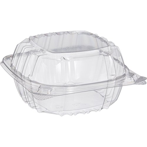 Pack of 100 Small Clear Plastic Hinged Food Container 6×6 for Sandwich Salad Party Favor Cake Piece