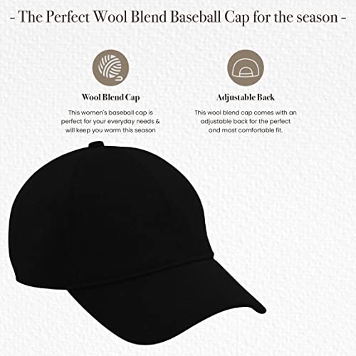San Diego Hat Company Women’s Wool Baseball Hat with Adjustable Back, Black, One Size | The Storepaperoomates Retail Market - Fast Affordable Shopping