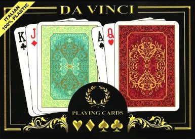 DA VINCI Persiano, Italian 100% Plastic Playing Cards, 2 Deck Set Poker Size Regular Index, with Hard Shell Case & 2 Cut Cards