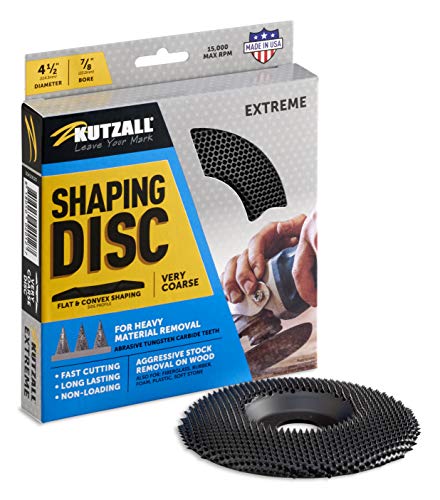 Kutzall Extreme Shaping Disc – Very Coarse, 4-1⁄2″ (114.3mm) Dia. X 7⁄8″ (22.2mm) Bore – Woodworking Angle Grinder Attachment for DeWalt, Bosch, Milwaukee, Makita. Abrasive Tungsten Carbide, SD412X120