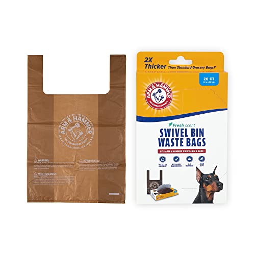 Arm & Hammer Heavy Duty Pet Waste Bags for Swivel Bin & Rake Dog Pooper Scooper, 20 Count Refill Bags (Packaging May Vary)