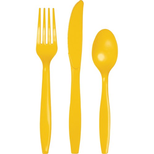 Creative Converting Assortment Plastic Cutlery, School Bus Yellow
