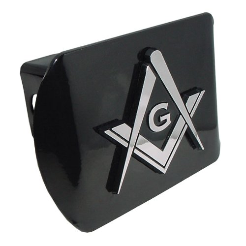 Elektroplate Mason Square Compass Black with Chrome Plated Metal Masonic Lodge Freemason Fraternal Auto Car Truck Trailer Hitch Cover Fits 2 Inch Receiver