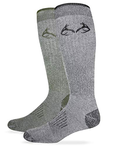 Realtree Team Men’s All Season Tall Boot Socks (2-Pair), Olive/Black, Large