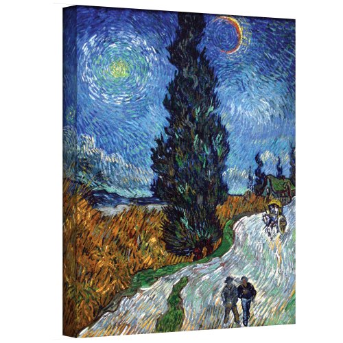 ArtWall Country Road in Provence by Night by Vincent Van Gogh Gallery Wrapped Canvas, 18 by 24-Inch