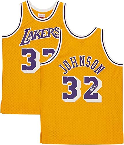 Magic Johnson Los Angeles Lakers Autographed Gold Mitchell & Ness Hardwood Classics Swingman Jersey – Autographed NBA Jerseys