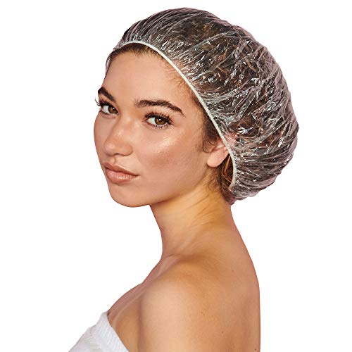 Colortrak Professional Bouffant Processing Caps, Single Use, Contain Hair During Perms, Conditioners, Relaxers, and Coloring, 21 Inch Diameter, Clear Plastic, Usable as Shower Cap, 100 Per Pack