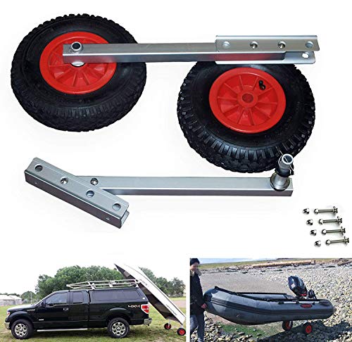Seamax EZ Load Boat Launching Wheels Set for Inflatable Boat & Aluminum Boat, Support MAX 500Lbs Loading with 12″ Pneumatic Tire & 2 Height Position