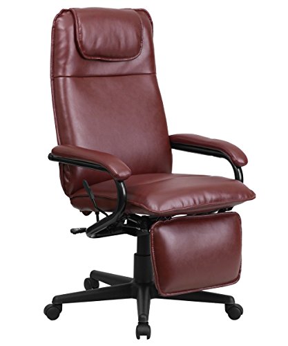 Flash Furniture High Back Burgundy LeatherSoft Executive Reclining Ergonomic Swivel Office Chair with Arms