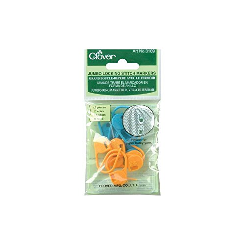 Clover 3109 Jumbo Locking Stitch Markers, blue, orange