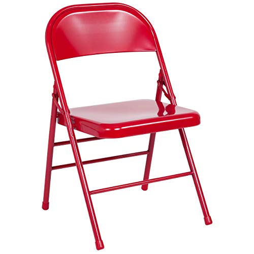 Flash Furniture 4 Pack HERCULES Series Triple Braced & Double Hinged Red Metal Folding Chair