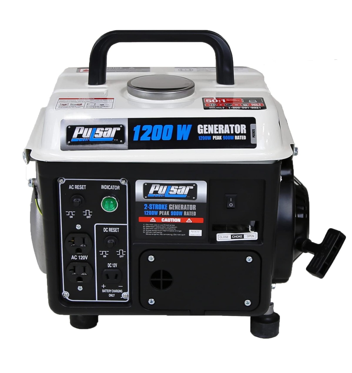 Pulsar 1,200W Carrying Handle, PG1202SA Gas-Powered Portable Generator, 1200W, Black/White | The Storepaperoomates Retail Market - Fast Affordable Shopping