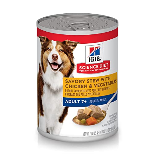 Hill’s Science Diet Senior 7+ Wet Dog Food, Savory Stew With Chicken & Vegetables, 12.8 oz. Cans, 12-Pack