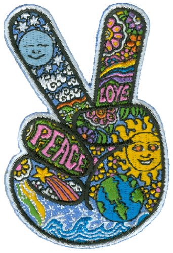 Dan Morris – Celestial Peace Hand Fingers – Embroidered Patch,Blue, Yellow and Green,2.5″ x 3.5″