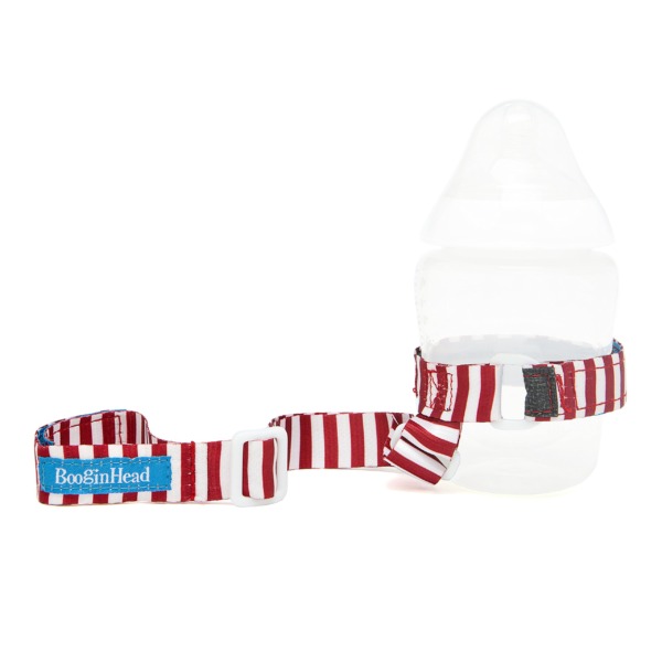 BooginHead Baby SippiGrip Sippy Cup, Bottle Holder, High Chair, Car Seat, Universal Strap, Nautical Red, Boy, Stripes, Red and White