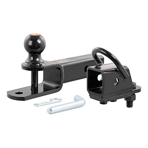 CURT 45038 3-in-1 UTV, ATV Trailer Hitch Mount with 2-Inch Receiver Adapter, 2-Inch Ball, Clevis Pin, 5/8-Inch Hole, Gloss Black Powder Coat