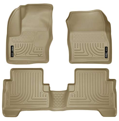 Husky Liners Weatherbeater | Fits 2013 – 2018 Ford C – Max, Fits 2013 – 2019 Ford Escape, Front & 2nd Row Floor Liners – Tan, 3 pc. | 99743