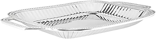 Wilton Armetale Flutes and Pearls Rectangular Serving Tray with Handles, 18-Inch-by-12-Inch – , Silver