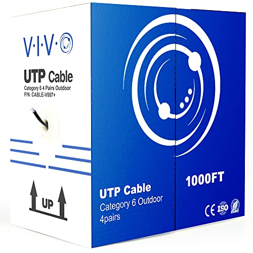 VIVO Black 1,000ft Bulk Cat6, CCA Ethernet Cable, 23 AWG, UTP Pull Box, Cat-6 Wire, Waterproof, Outdoor, Direct Burial CABLE-V007