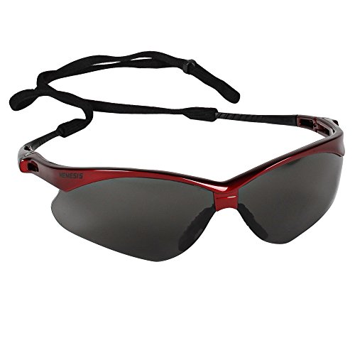 KleenGuard V30 Nemesis Safety Glasses (22611), Smoke Anti-Fog Lens, Red Frame, 12 Pairs / Case