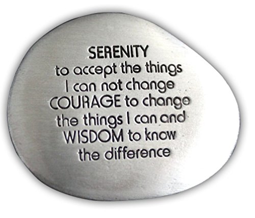 Cathedral Art Serenity Prayer Soothing Stone – Engraved Rock with Inspirational Words, Mindfulness and Meditation Stones for Stress, Worry, and Anxiety, 1-1/2-Inch, Silver