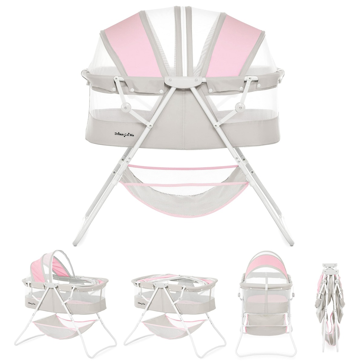 Dream On Me Karley Bassinet in Grey and Pink | The Storepaperoomates Retail Market - Fast Affordable Shopping
